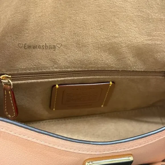 Coach Etta Small Flap Shoulder Bag With Floral Applique CDY43 Gold/Light Pink - Picture 6 of 7